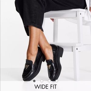 River Island Chunky Heeled Patent Croc Loafers